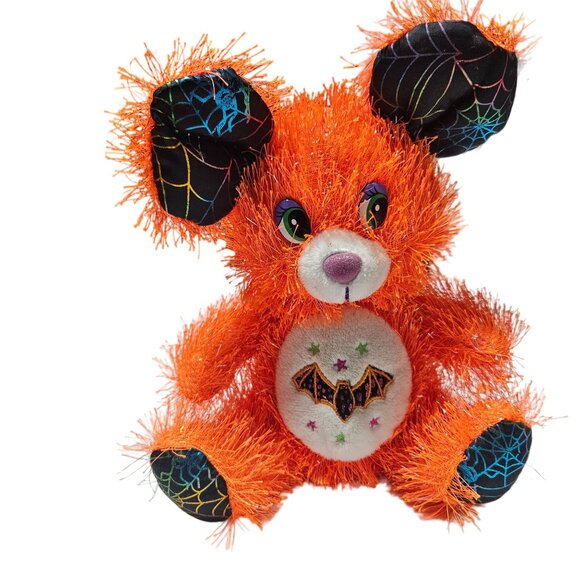 Halloween Mouse 8 inch Plush Orange Spiderwebs Bat Stuffed Animal Spooky Toy - Picture 1 of 6
